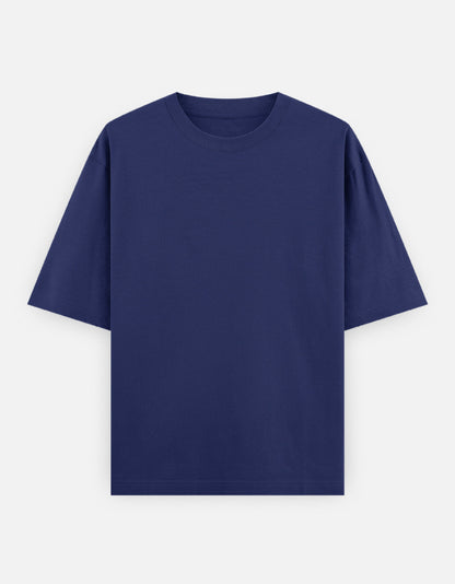 Color_RoyalBlue. Oversized plain classic streetwear t-shirt in a premium heavyweight cotton blend. Features a boxy silhouette, dropped shoulders, and a clean, minimalist aesthetic without graphics.